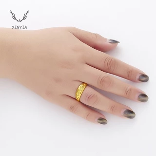 แหวนผู้ชาย 24K และผู้หญิงทองคำ การรักษาแหวนเปิด แหวนเปิด ชุบทองคลาสสิค Xinyia1