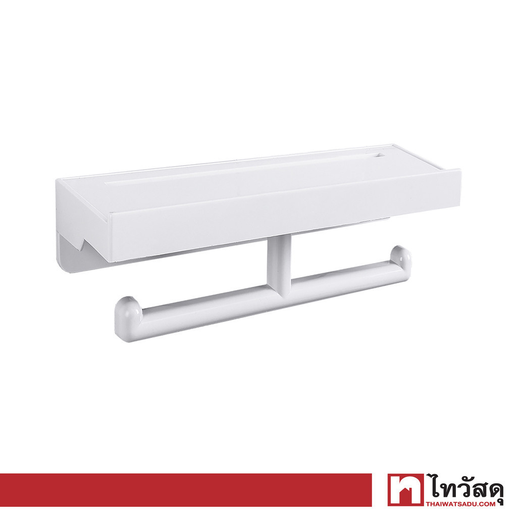 KASSA หิ้งวางของพลาสติกพร้อมที่ใส่กระดาษทิชชู รุ่น KS-SPC-016 ขนาด 35 ซม. สีขาว