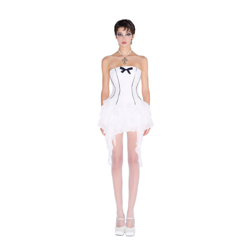 LSOUL - Maria Set ชุดเซ็ตเสื้อเกาะอกประดับโบว์ + กระโปรงระบายชั้น
