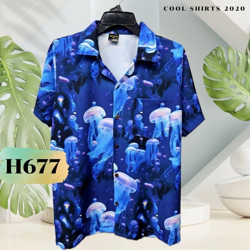 เสื้อฮาวาย ผ้าไหมอิตาลี แมงกะพรุน H677
