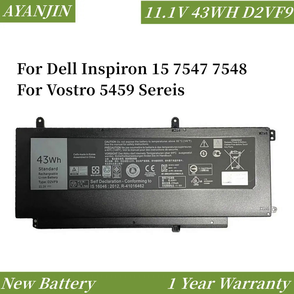 ใหม่ D2VF9แบตเตอรี่แล็ปท็อปสำหรับ Dell Inspiron 15 7547 7548สำหรับ Vostro 5459 Sereis 0PXR51 0YGR2V 