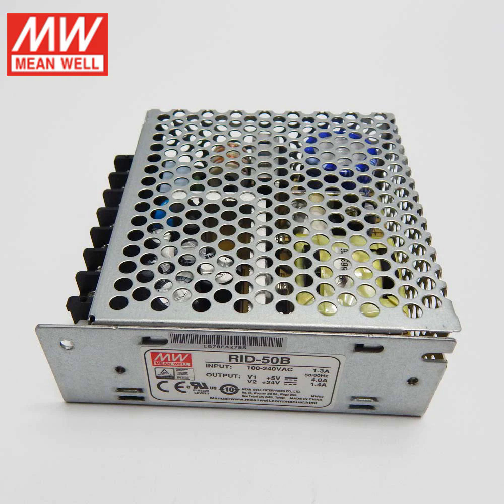 ✥MEAN WELL RID-50B 54W 5V 24V Dual Isolated Output Switching Power Supply 110V/220VAC To 5V 24V DC 4