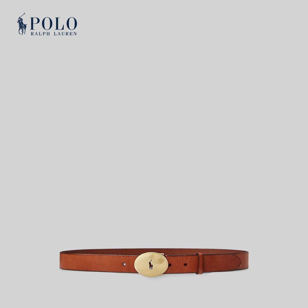 Polo Ralph Lauren เข็มขัดผู้หญิง Belt-Polo ID Oval-Buckle Vachetta Belt รุ่น WAPOBLT09M20082 สีน้ำตา