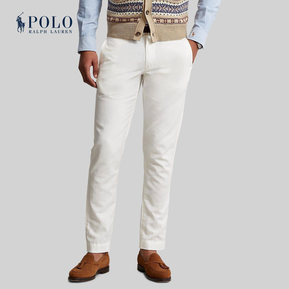 Polo Ralph Lauren กางเกงผู้ชาย Pants-Straight Fit Linen-Cotton Pant รุ่น MNPOPNT14G20483 สีขาว