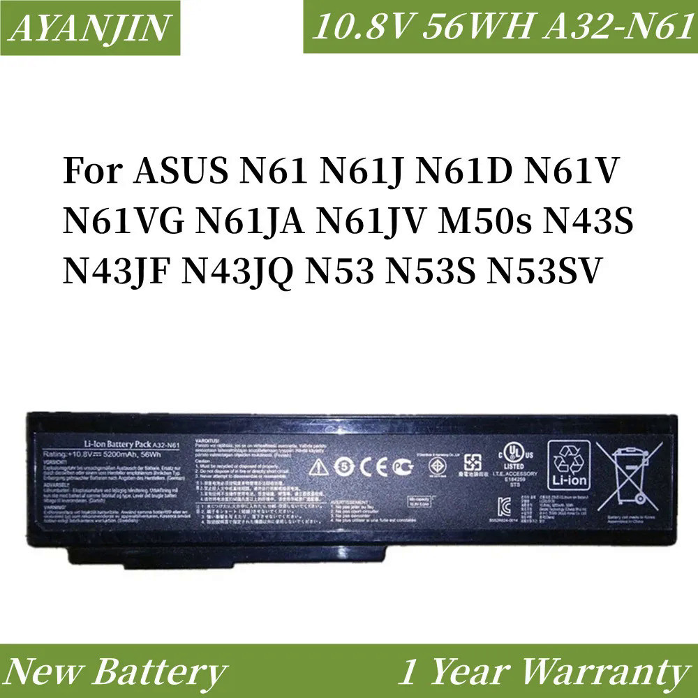 A32-N61 Laptop Battery for ASUS N61 N61J N61D N61V N61VG N61JA N61JV M50s N43S N43JF N43JQ N53 N53S 