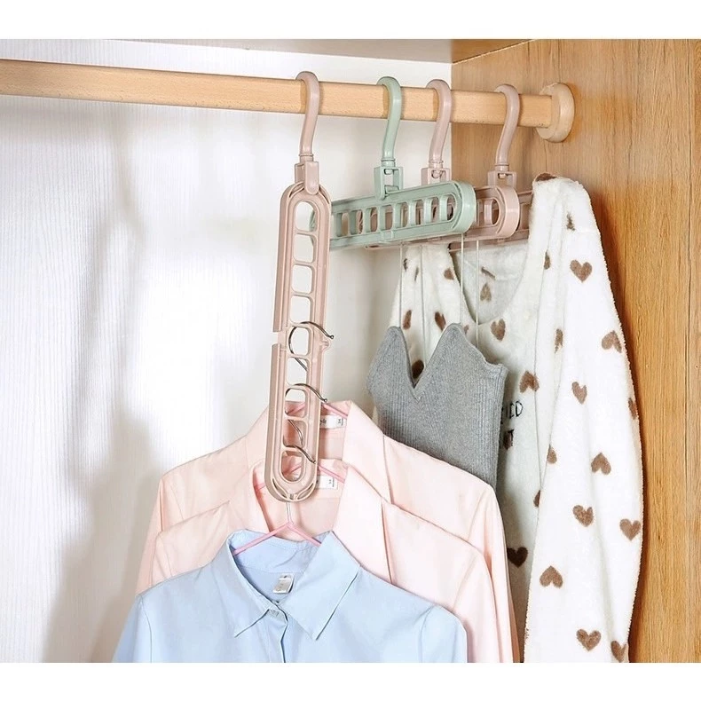 [ที่แขวน 9ช่อง/ตัว]ไม้แขวนผ้า ใส่ได้9ชุด ไม้แขวนเสื้อ 9 ช่อง ไม่แขวนจัดระเบียบ แบบประหยัดพื้นที่ (คละสี) thumbnail 8