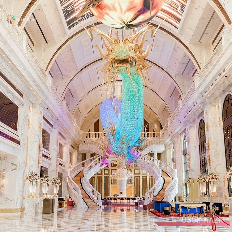 7HXL ฝ่ายขายล็อบบี้ของโรงแรมไม่ได้มาตรฐาน Dalong Plastic Art Crystal Lighting Creative Exhibition Ha