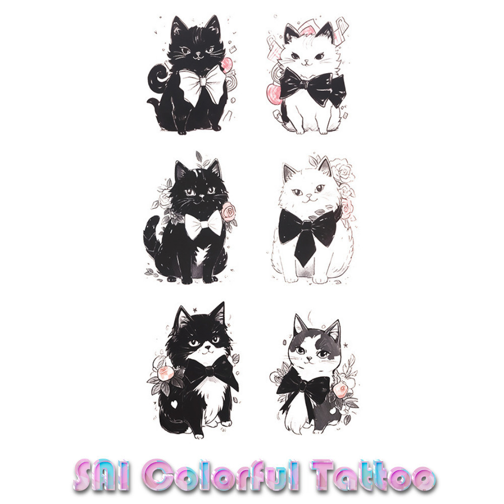 แทททู SAI COLORFUL TATTOO 18CM×11CM แทททูรอยสักกันน้ำ รอยสักชั่วคราว รอยสัก แขน ข้อมือ ข้อเท้า กระดูกไหปลาร้า แมว สัตว์ น่ารัก เด็กสาว เจ้าหญิง โรแมนติก เซ็กซี่ เทพธิดา 063