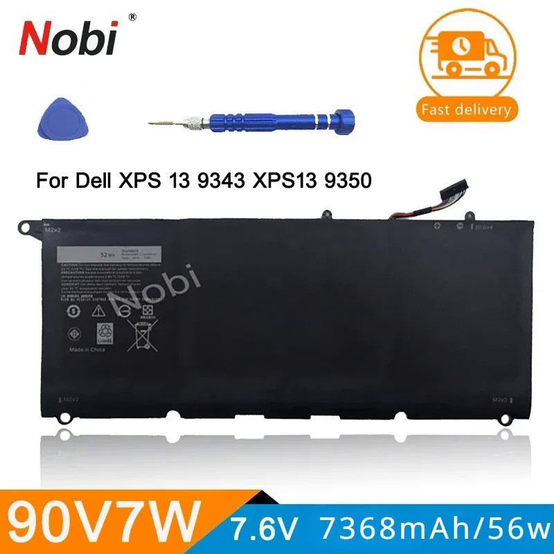 NOBI 90V7W JHXPY JD25G 090V7W แบตเตอรี่แล็ปท็อปสำหรับ Dell XPS 13 9343 XPS13 9350 13D-9343 0N7T6 5K9
