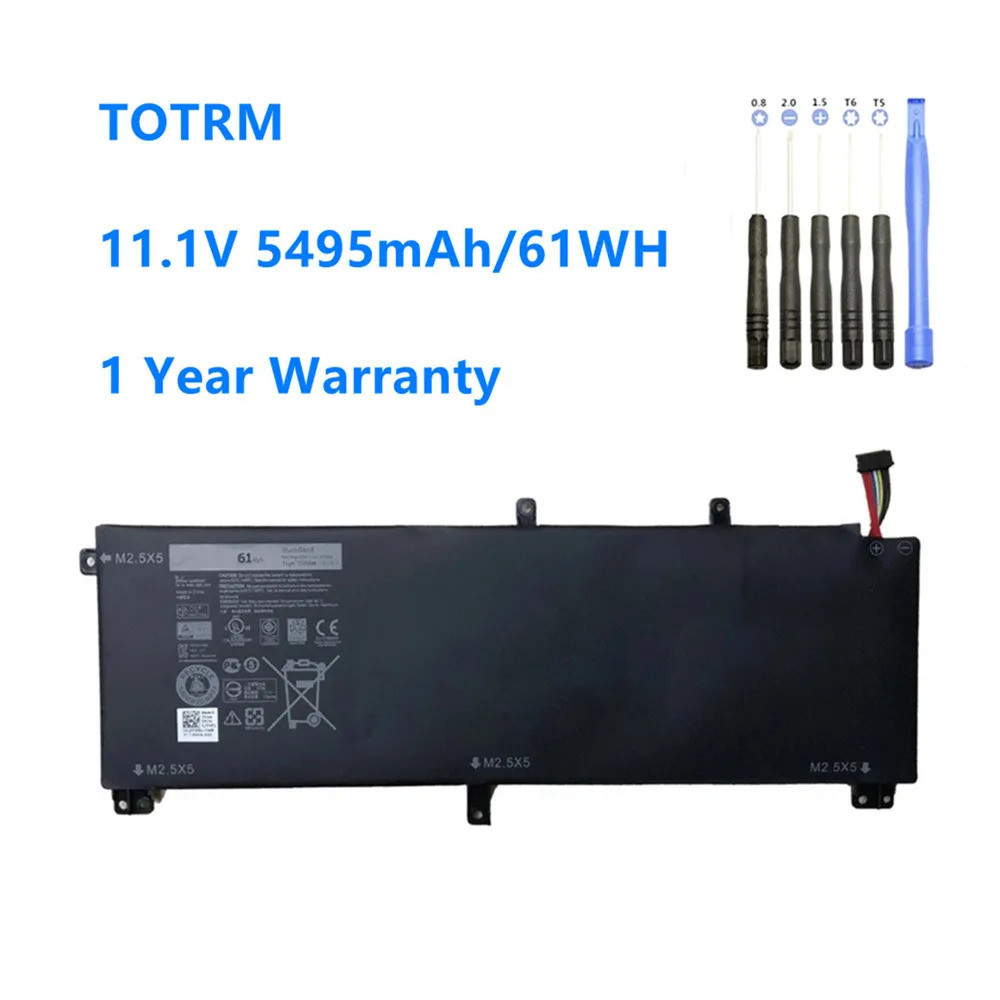 Dell XPS 15 battery, m38000 resolution, TOTRM h76cv 7D1WJ, V, 61w