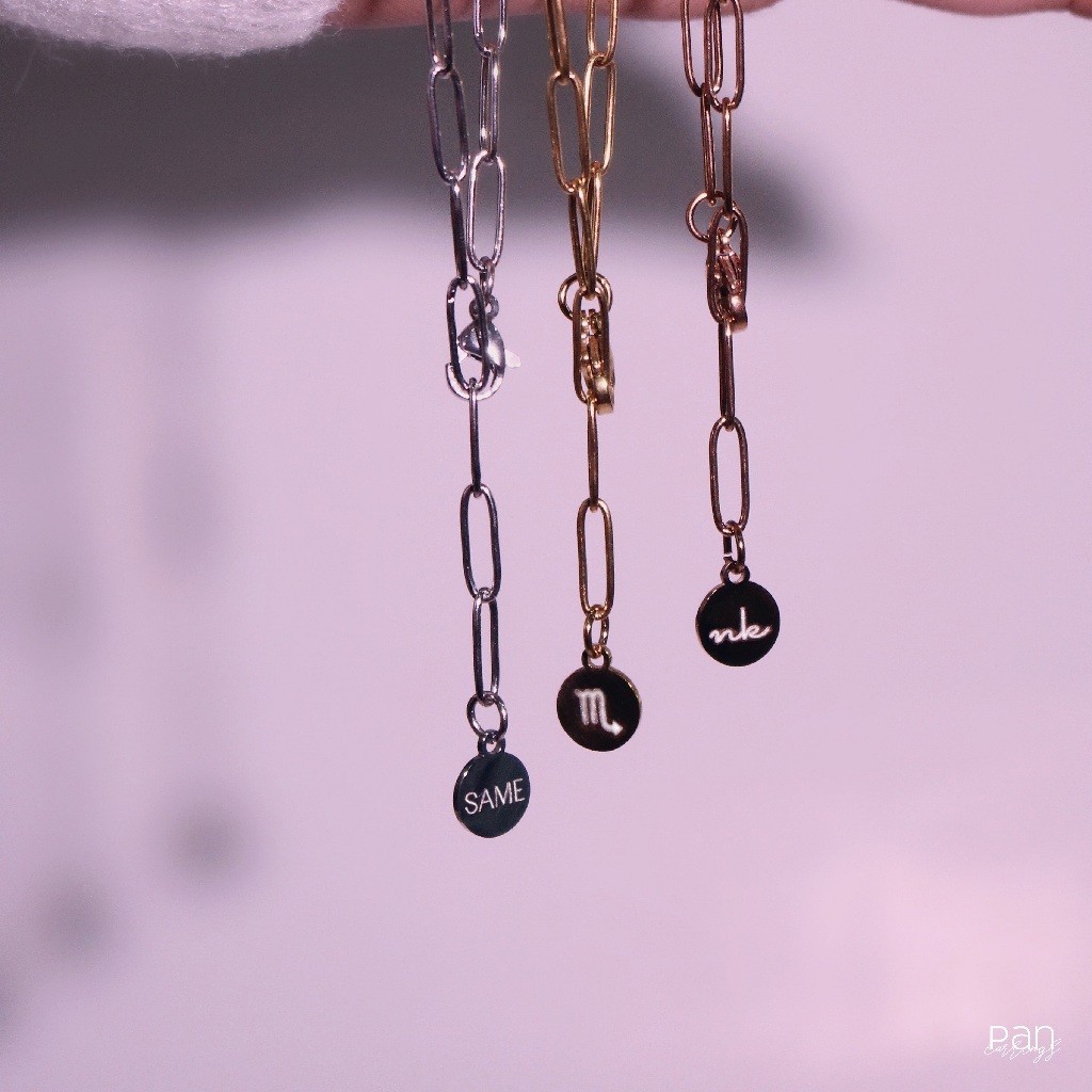 BOSTON กำไลสแตนเลสแท้304 ไม่ลอก/ดำ มี3สี ยูนิเซ็กซ์ สลักชื่อฟรี2ฝั่ง ของขวัญ PAN earrings  #LS0087