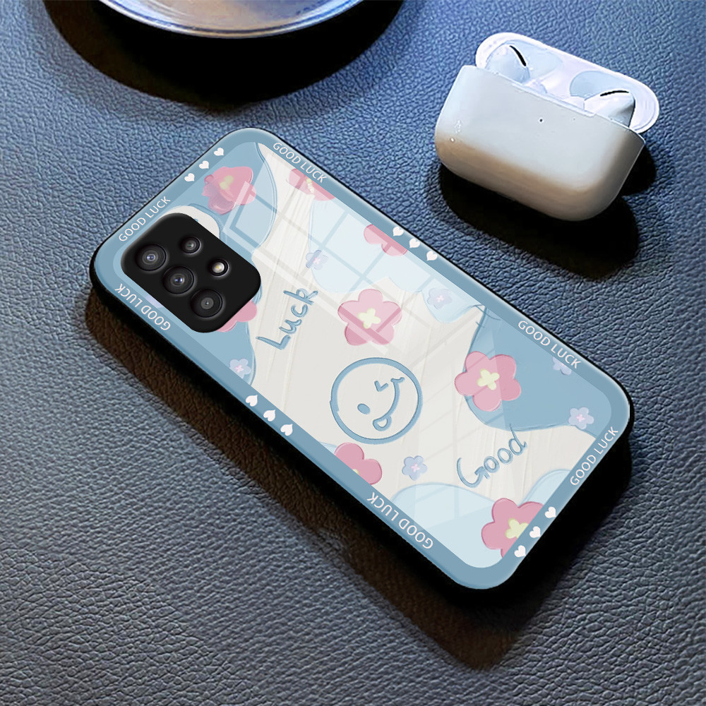 ดอกไม้สีม่วง เคส กระจก Samsung a73 a71 a7 2018 a53 a52s a51 a50s a50 a42 a33 a32 a31 a30s a23 a22 a21s a20s a20 h3f1501