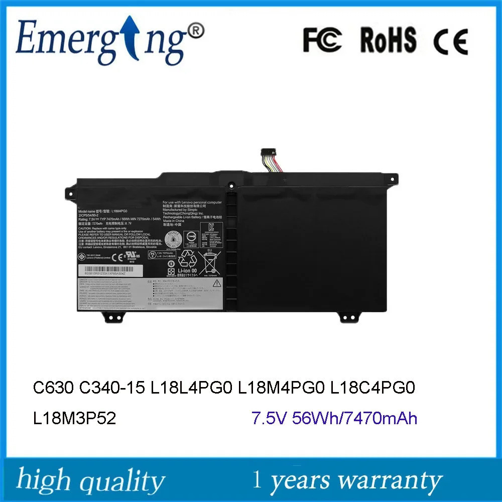 7.5V L18M4PG0 5B10R51232แบตเตอรี่สำหรับ Lenovo Yoga Chromebook C630 C340-15 L18L4PG0