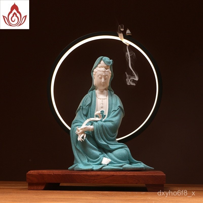 เครื่องประดับรูปปั้นพระอวโลกิเตศวรไอเดียสร้างสรรค์เซรามิกแหวนโคมไฟเซนห้องนั่งเล่นโต๊ะวางระเบียงตกแต่