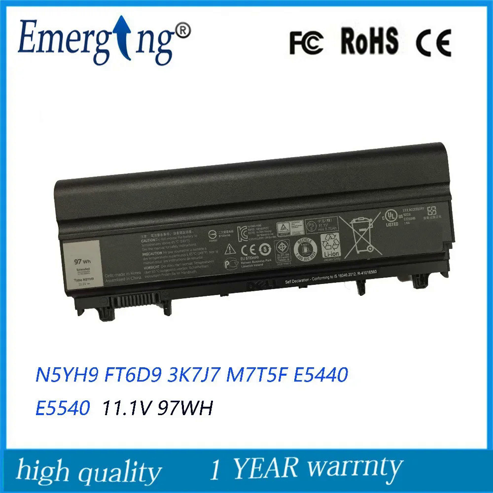 9Cells 97Wh แบตเตอรี่แล็ปท็อปใหม่สำหรับ Dell Latitude E5440 E5540 N5YH9 FT6D9 M7T5F