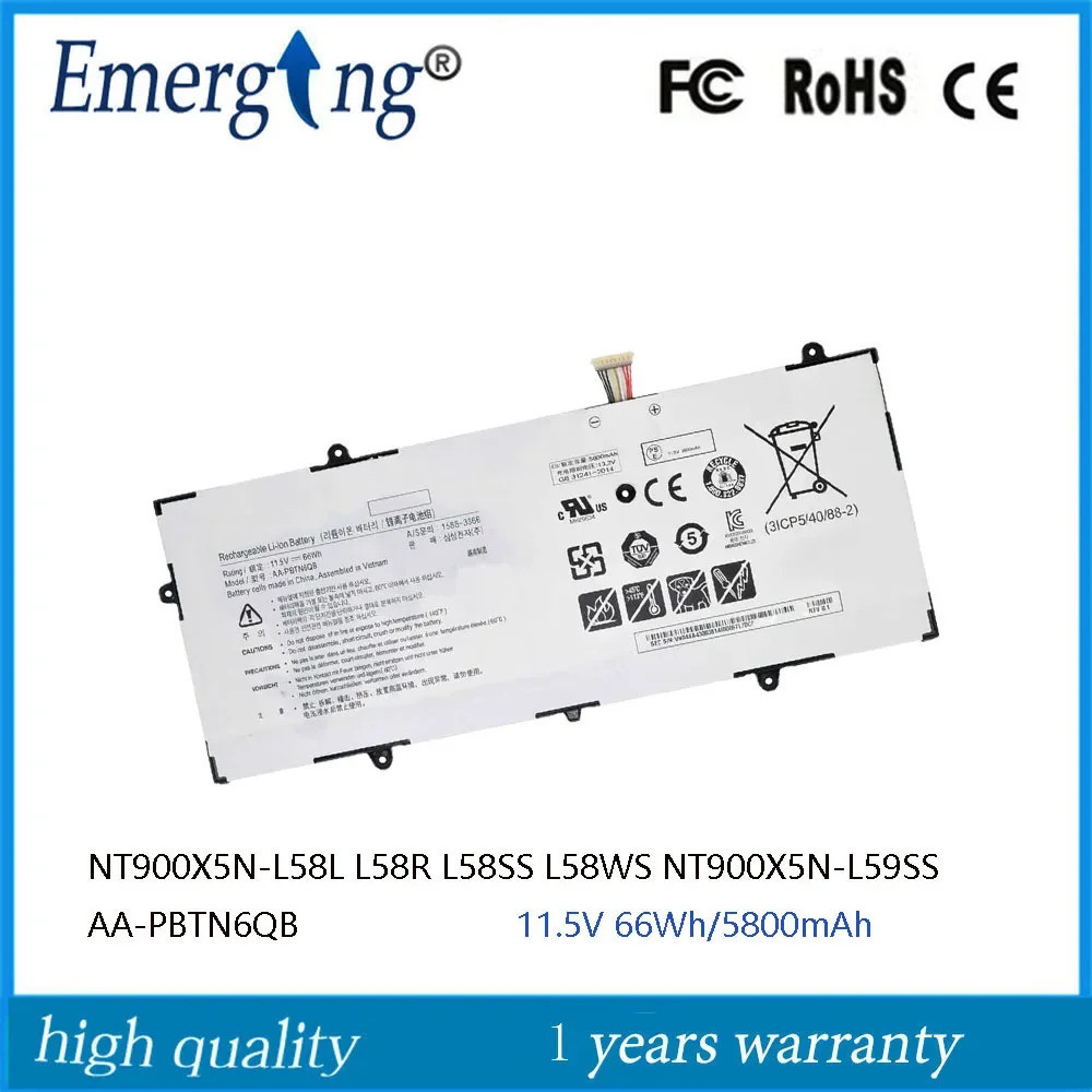 11.5โวลต์66Wh แล็ปท็อปแบตเตอรี่ AA-PBTN6QB สำหรับซัมซุงโน๊ตบุ๊ค9 900X5N NT900X5N-L58L L58R NT900X5N-