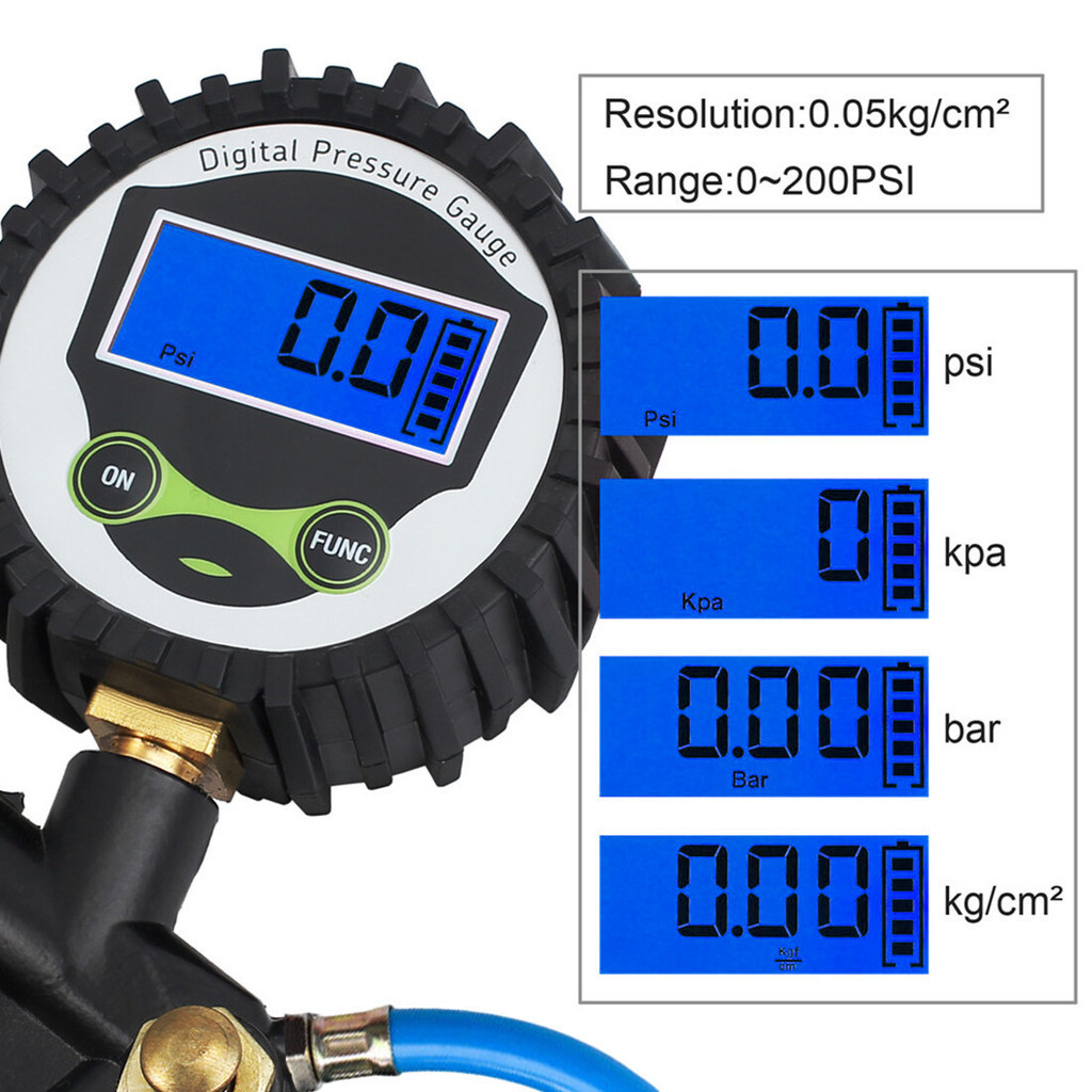 ที่เติมลมยางรถ ระดับความดัน เครื่องเติมลมยาง 0-220 PSI 0-16Bar Tire Pressure Monitor