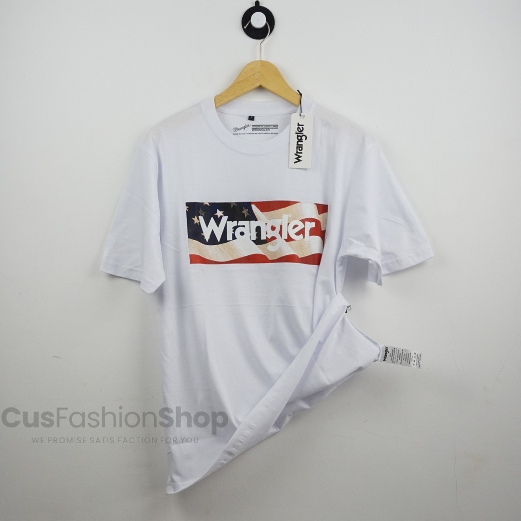 【COD】Wrangler import men's T-shirt Wrangler USA T-shirt import short sleeve distro men/women White