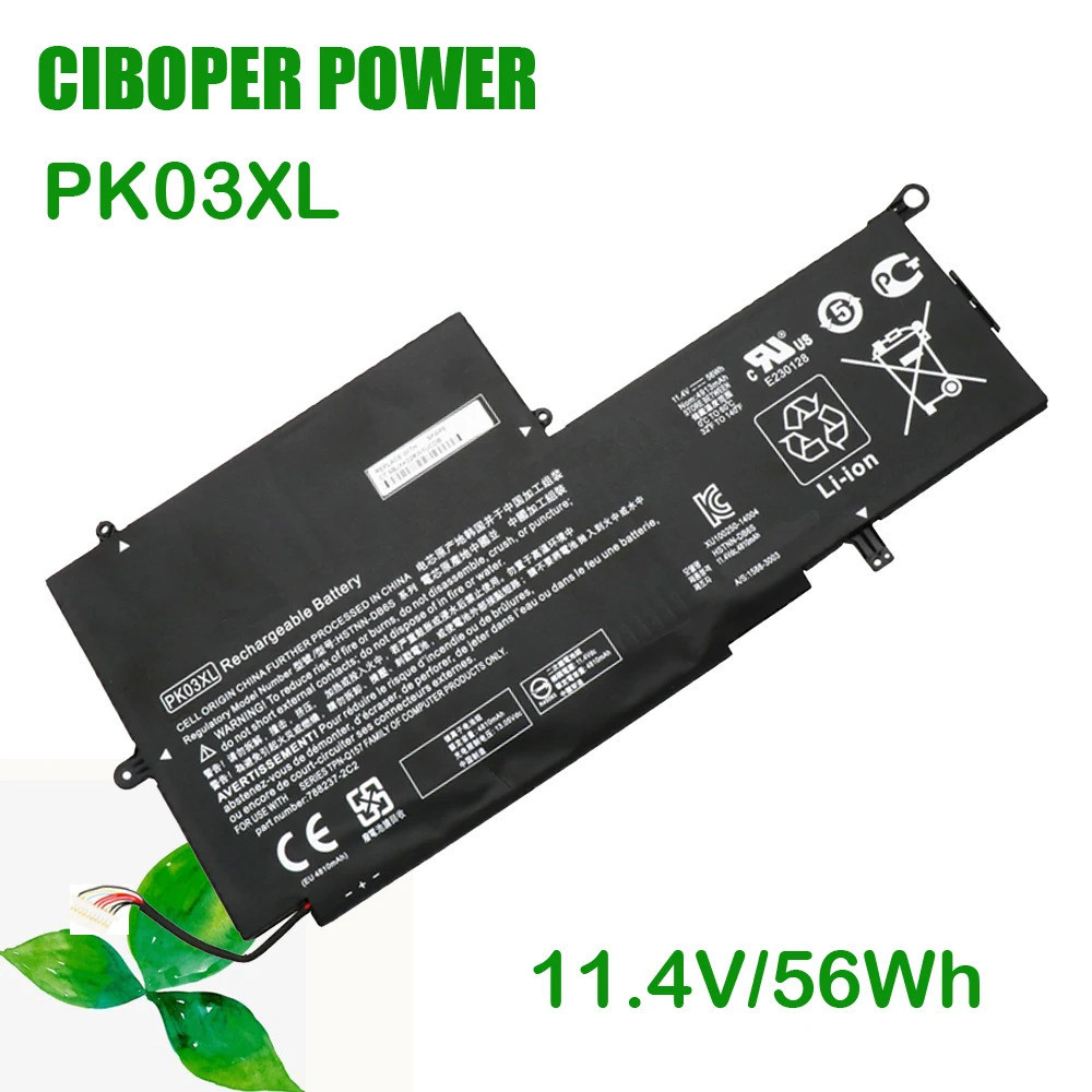 CP ของแท้แบตเตอรี่แล็ปท็อป PK03XL 11.4V 56Wh สำหรับ Pro X360 G1 G2 Spectre 13 HSTNN-DB6S 788237-2C1 