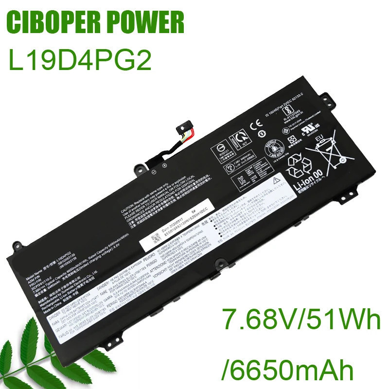CP ของแท้แบตเตอรี่แล็ปท็อป L19D4PG2 7.68V/51Wh/6650MAh L19M4PG2 L19L4PG2สำหรับ Flex 5-1470 Flex 5-15