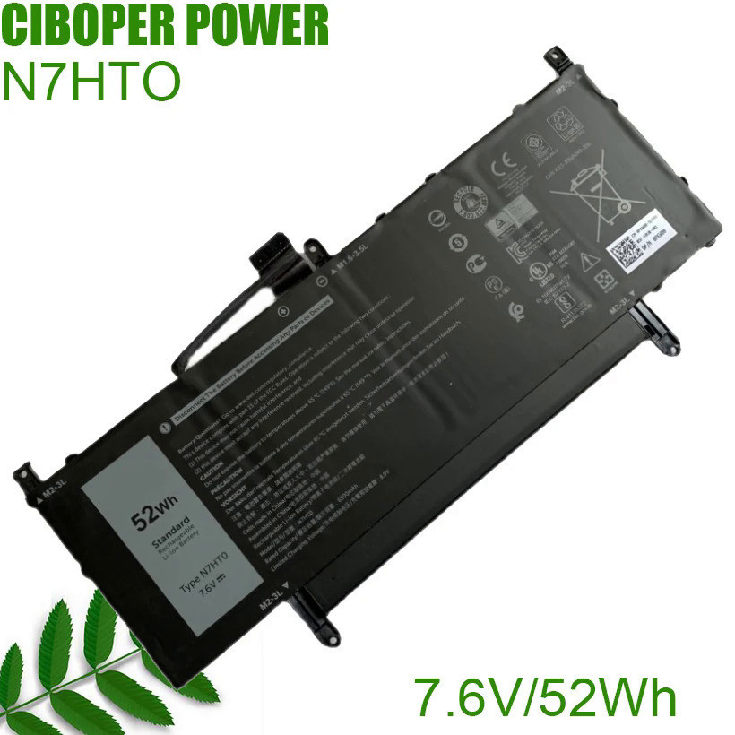 CP แบตเตอรี่แล็ปท็อปใหม่ N7HT0 7.6V 6840MAh/52Wh N7HTO 08NFC7 TVKGH สำหรับ Latitude 15 9510โน้ตบุ๊ค2