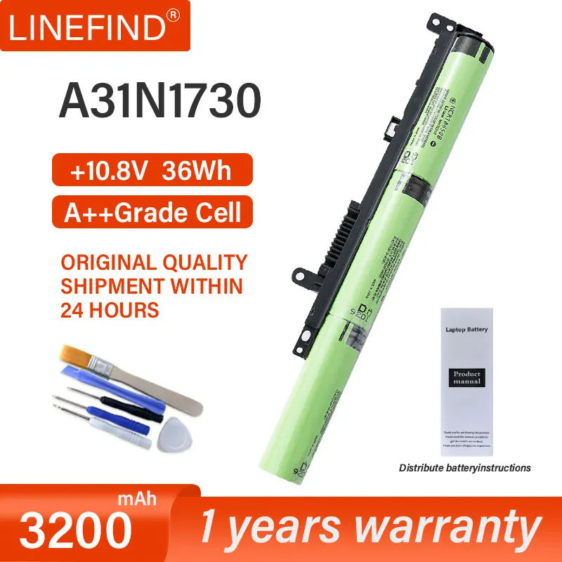 แบตเตอรี่แล็ปท็อป A31N1730สำหรับ ASUS A560UD F560UD F560 K560UD X560UD Series 0 10.8V 36WH