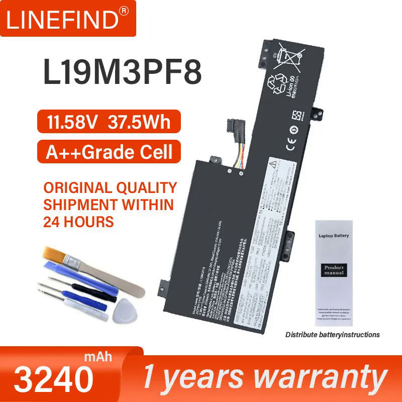 แบตเตอรี่แล็ปท็อป L19M3PF8 L19C3PF8 SB10X02592 11.58V/37 .5wh/ 3240MAh สำหรับ Lenovo Flex 3-11IGL05 