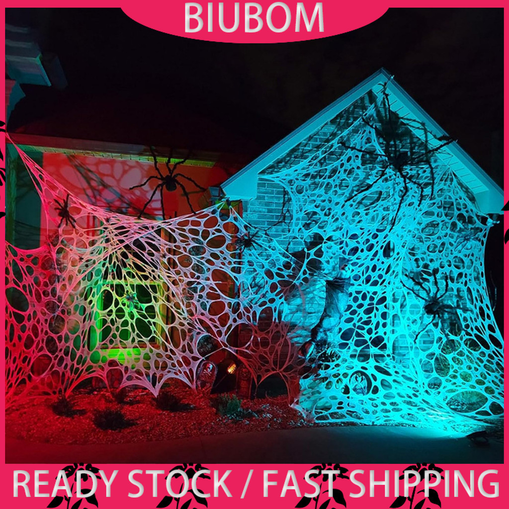 ล้างทําความสะอาดได้ Spider Web Luminous Spider Web Glow in the Dark ฮาโลวีน Spider Web ชุดสําหรับ Di