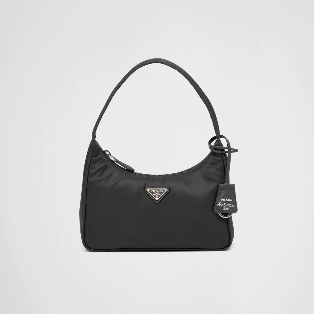 Prada Prada Re-Edition 2000 Re-Nylon Hobo กระเป๋าถือไนลอนกระเป๋ารักแร้กระเป๋าสะพายกระเป๋าถือ