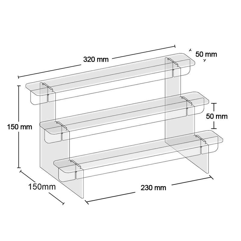 ชั้นวางโมเดล 3 ชั้น อะคริลิคใส สำหรับโชว์โมเดล ขนาด 32x23x15 ซม. เหมาะสำหรับจัดเก็บฟิกเกอร์