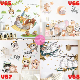 สติ๊กเกอร์ลายการ์ตูนติดผนัง สติกเกอร์สัตว์ sticker สติ๊กเกอร์กล้องเด็ก ลายหมา ลายแมว ไดโน ดาวเคราะห์