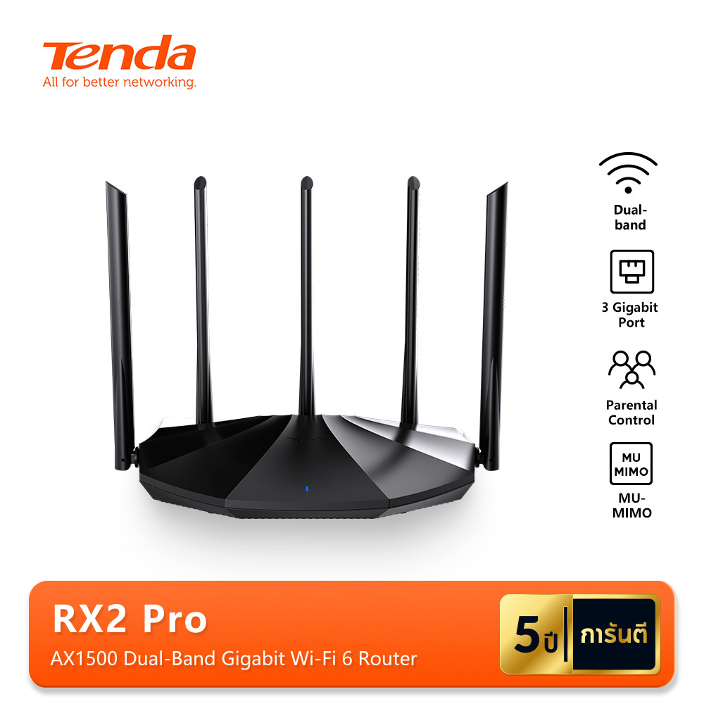 Tenda RX2 Pro / RX2L Pro AX1500 Gigabit เราเตอร์ wifi 6 Dual Band Wireless Router Wi-Fi 2.4GHz / 5GHz รับประกัน5ปี