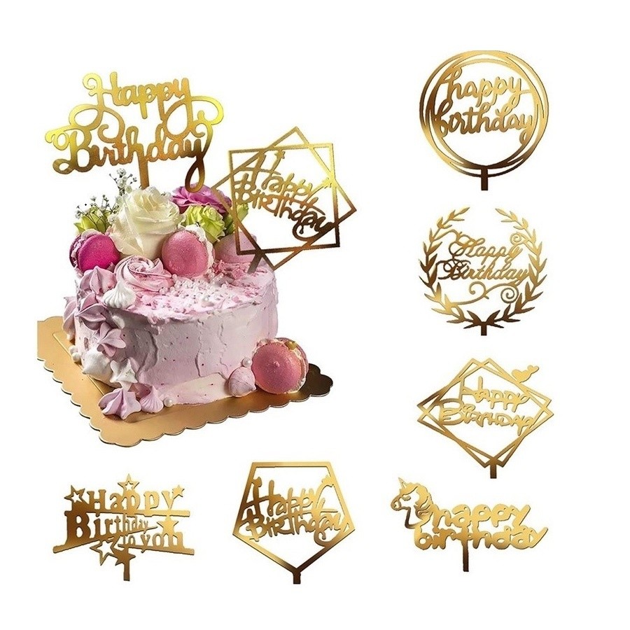 ป้ายปักเค้ก 10 ชิ้น/เซต Happy Birthday อุปกรณ์ตกแต่งเค้ก RYAN STUDIO