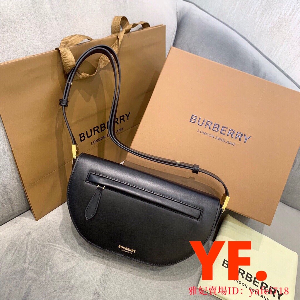 มือสอง] Burberry Olympia 80363811 กระเป๋าหนังรักแร้หนัง crossbody กระเป๋า half-moon กระเป๋า crossbod