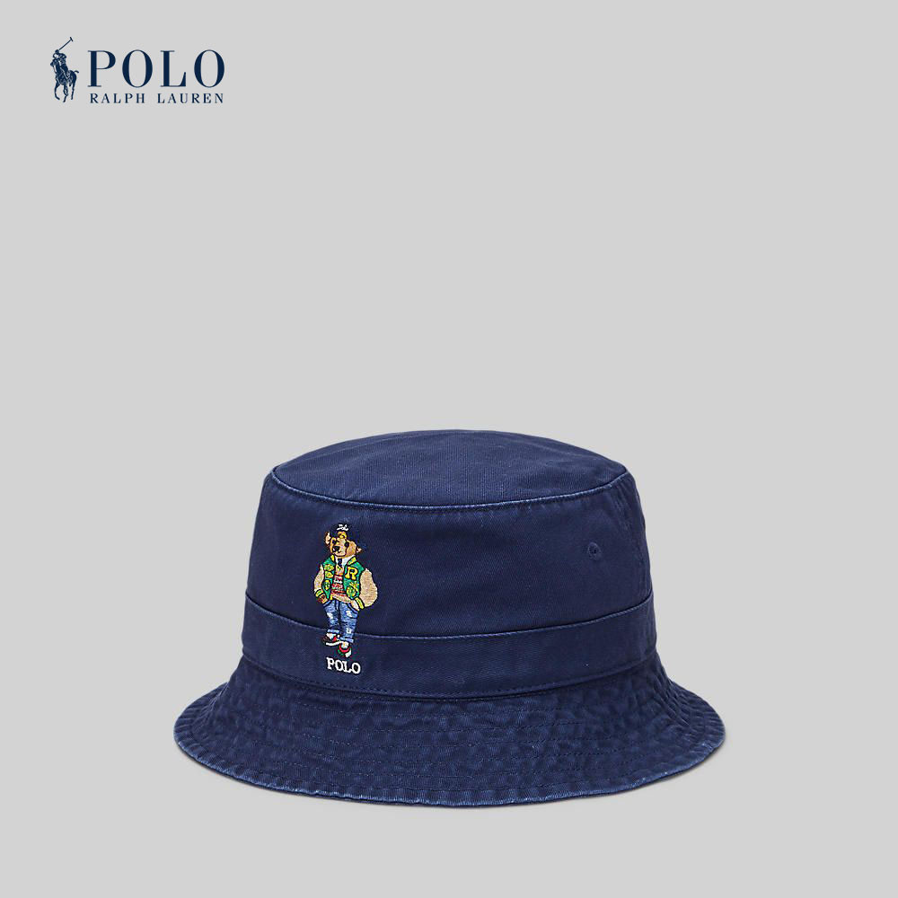 Polo Ralph Lauren หมวกผู้ชาย Polo Bear Twill Bucket Hat รุ่น MAPOHGS0J421802 สีกรมท่า