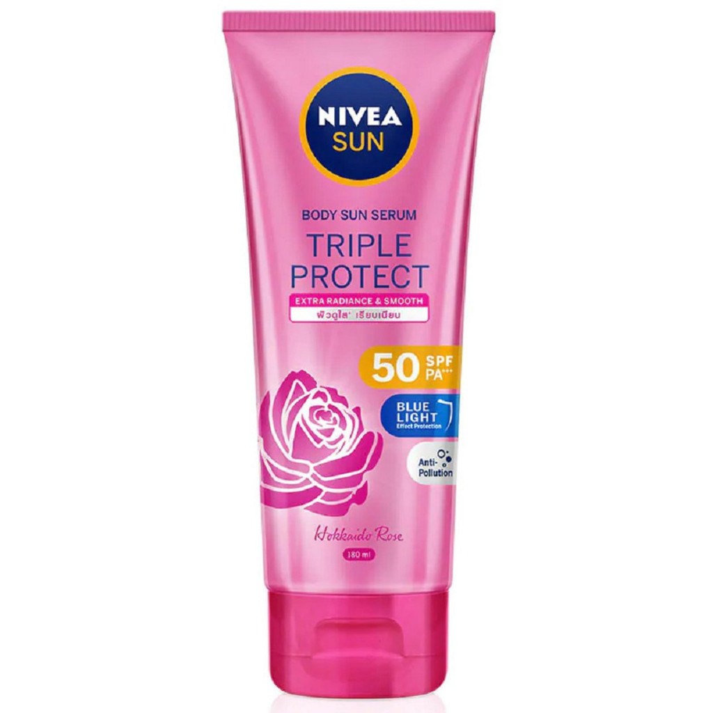Nivea Sun Body Sun Serum Triple Protect Extra Radiance & Smooth SPF50 PA+++ 180 ML นีเวีย ซัน บอดี้ เซรั่ม ทริปเปิ้ล โพรเท็ค เอ็กซ์ตร้า เรเดียนซ์&สมูท เอสพีเอฟ50 พีเอ+++ 180มล.