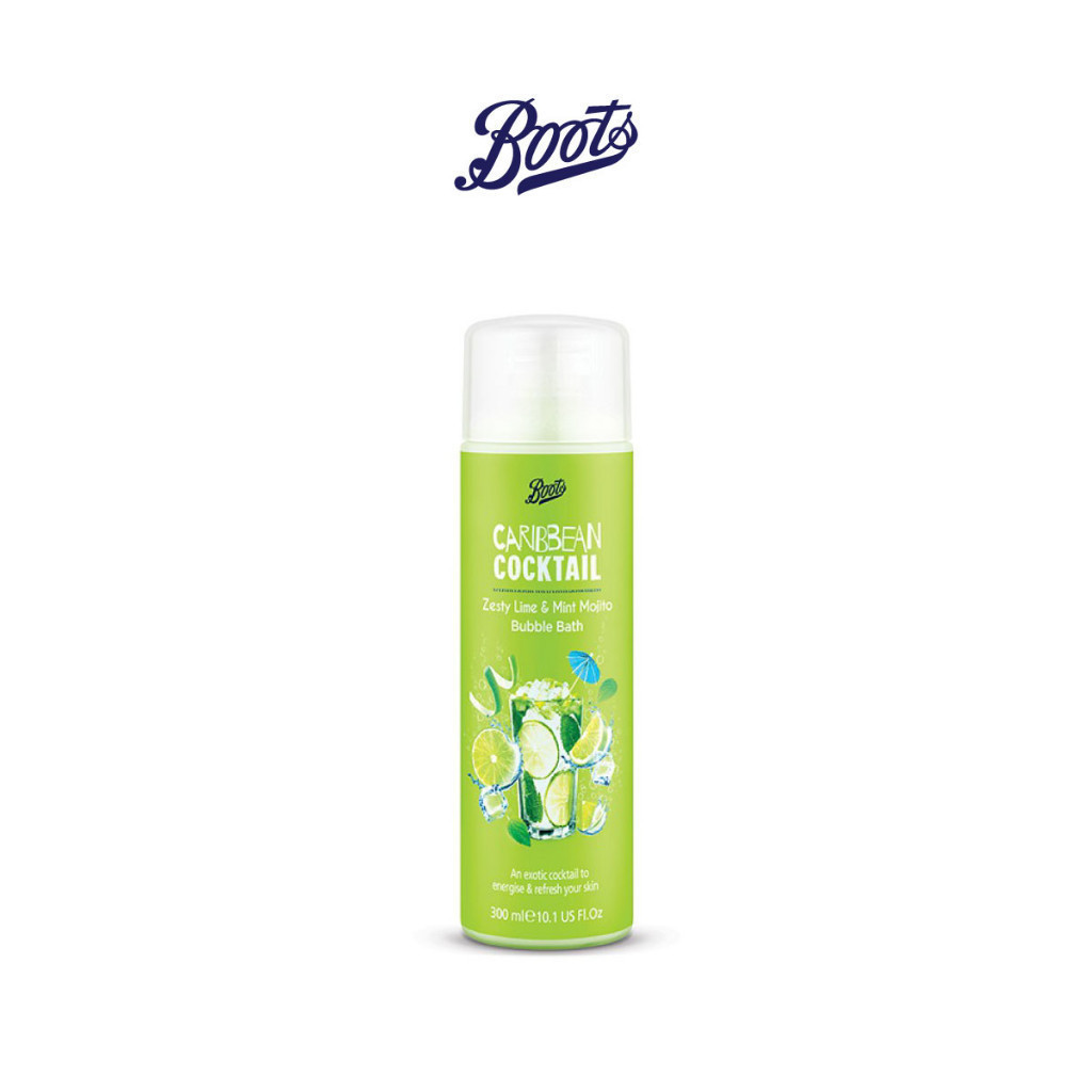 Boots บู๊ทส์ แคริบเบี้ยน ค็อกเทล เซสตี้ ไลม์ แอนด์ มิ้นท์ โมฮิโต้ บับเบิ้ล บาธ 300 มล.