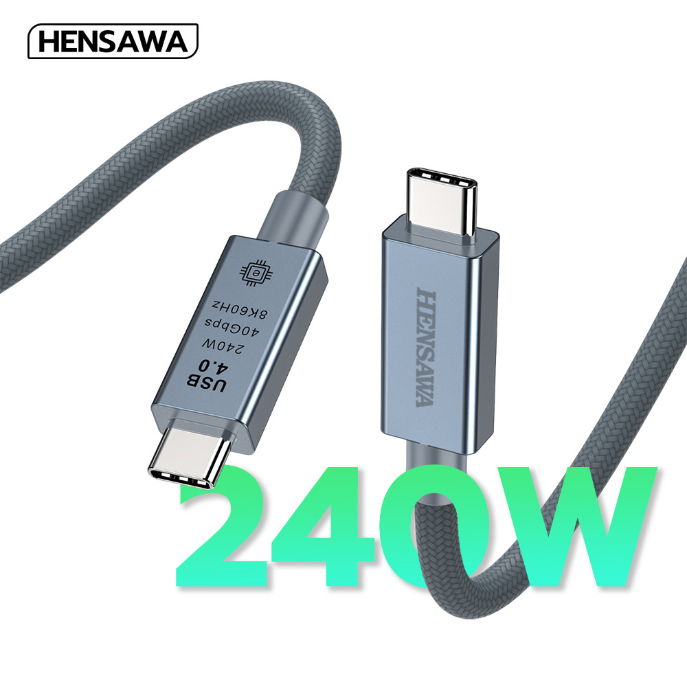 HENSAWA US406 1.5 เมตร Type C To Type C สาย USB 4.0 สายชาร์จ USB C 240W 40Gbps สายวิดีโอ 8K60Hz  รอง