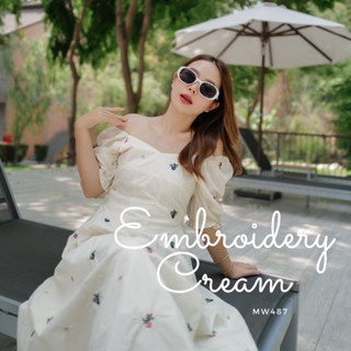 MyWay Brand : Dress ชุดเดรส - Embroidery Cream 👋เลื่อนดูขนาดที่รูปสุดท้ายน้า