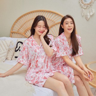 ชุดนอน Muslin pajamas [ โค้ด MUSSEP130 ลด 130 ฿] ชุดนอน  ซาติน Silk Satin ผ้านุ่มลื่น ใส่สบาย ( รุ่น N1154,K1154)