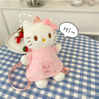 กระเป๋าเป้สะพายหลังตุ๊กตาตุ๊กตา Hello Kitty น่ารัก  insสีชมพูผ้าพลัฌสไตล์ญี่ปุ่นktกระเป๋าเป้นักเรียนแมว  กระเป๋าตุ๊กตาเด