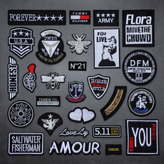 ✻สีดำSelf-กาวแฟชั่นป้ายเสื้อผ้าPatch Patchกางเกงยีนส์ตกแต่งPatch Holeแพทช์เย็บปักถักร้อยApplique