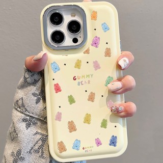 เคสโทรศัพท์มือถือนิ่ม แบบเต็มจอ ลายหมี สีแคนดี้ สําหรับ iPhone 14Promax 13 12 11 7Plus X XR xsmax