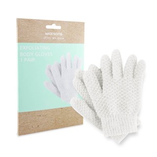 ลดเพิ่ม 8% 🔥 Watsons Exfoliating Body Gloves 1 Pair Watson  วัตสัน ถุงมือขัดผิวกาย 1 คู่