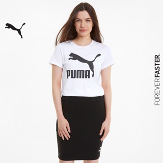 PUMA SPORT CLASSICS - เสื้อยืดคอกลมผู้หญิง Classics Logo Tee สีขาว - APP - 53007602