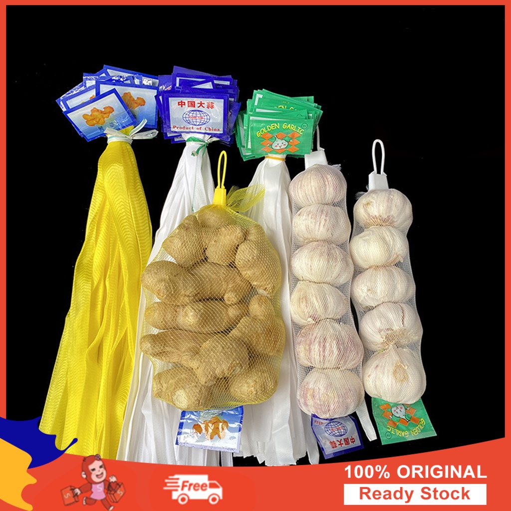 [ขายดี]❄100 ชิ้น ถุงตาข่าย สะดวก ใช้ซ้ําได้ PE ระบายอากาศ กระเทียม ขิง บรรจุถุงตาข่าย หัวเข็มขัดพลาสติก