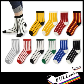 ถุงเท้า ลายเส้น แถบข้าง ขนาด Free Size Side Stripes Socks_A48