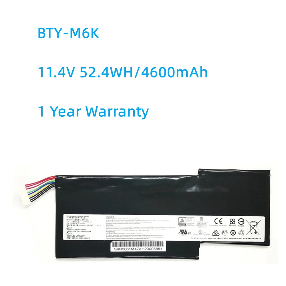 BTY-M6K 11.4V 52.4WH Laptop Battery for MSI MS-17B4 MS-16K3 GF63 Thin 8RD 8RC GF75 Thin 3RD 8RC 9SC 