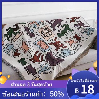 ◘◑อเมริกันสั่งซื้อ Keith haring Graffiti Master ภาพประกอบโซฟาเดี่ยวผ้าห่มตกแต่ง Tapestry Casual โยนผ้าห่ม