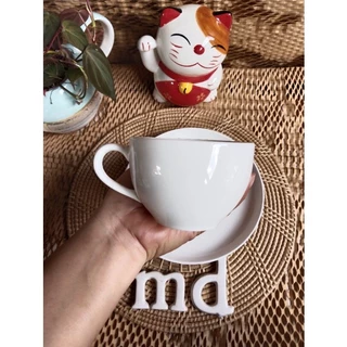 ชุดกาแฟพร้อมจานรองสีขาวมี2ขนาดให้เลือก